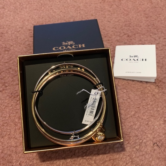 NWT COACH SIG C CHARM BANGLE SET - Picture 1 of 4